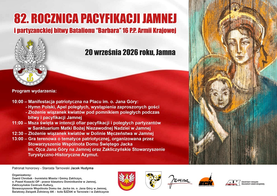 Zaproszenie na uroczystości rocznicowe do Jamnej
